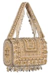 Shop_Lovetobag_Gold Beads, Tassels, Stones Amara Flapover Clutch With Handle _at_Aza_Fashions