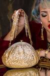 Buy_Lovetobag_Gold Embellished Eclat Soft Pouch With Handle _at_Aza_Fashions