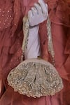 Buy_Lovetobag_Silver Embellished Esme Soft Pouch With Handle _at_Aza_Fashions