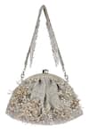 Lovetobag_Silver Embellished Esme Soft Pouch With Handle _Online_at_Aza_Fashions