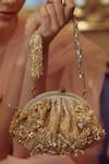 Buy_Lovetobag_Silver Embellished Esme Soft Pouch With Handle _at_Aza_Fashions