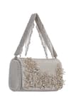 Shop_Lovetobag_Silver Beads, Rhinestones, Crystals Esme Flapover Clutch With Handle _at_Aza_Fashions