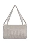 Shop_Lovetobag_Silver Beads, Rhinestones, Crystals Esme Flapover Clutch With Handle _Online_at_Aza_Fashions