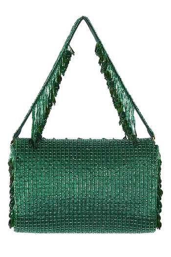 Shop_Lovetobag_Emerald Green Embellished Opal Flapover Clutch _Online_at_Aza_Fashions