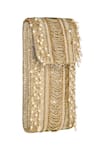 Shop_Lovetobag_Gold Embellished Ruche Mobile Pouch _Online_at_Aza_Fashions