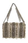 Lovetobag_Gold Beads, Pearls, Tassels Ruche Embellished Flapover Clutch _Online_at_Aza_Fashions