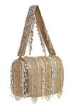 Shop_Lovetobag_Gold Embellished Ruche Flapover Clutch _at_Aza_Fashions