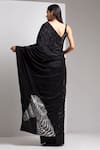 Shop_Chhaya Mehrotra_Black Pure Satin Embellished Saree  _at_Aza_Fashions