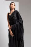 Chhaya Mehrotra_Black Pure Satin Embellished Saree  _Online_at_Aza_Fashions