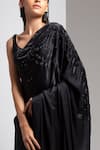 Buy_Chhaya Mehrotra_Black Pure Satin Embellished Saree  _Online_at_Aza_Fashions