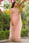 Charu Makkar_Peach Pure Silk Organza "embroidered Batik Floral Saree _Online_at_Aza_Fashions