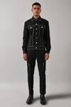 Countrymade_Black Linen Embroidered Jacket _Online_at_Aza_Fashions