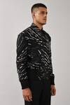 Shop_Countrymade_Black Bamboo Printed Zipper Jacket_Online_at_Aza_Fashions