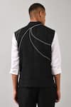 Countrymade_Black Cotton Silk Embroidered Nehru Jacket _Online_at_Aza_Fashions