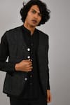 Buy_Countrymade_Black Linen Nehru Jacket _at_Aza_Fashions