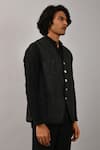 Countrymade_Black Linen Nehru Jacket _Online_at_Aza_Fashions