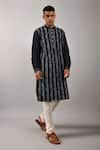 Countrymade_Blue Chanderi Kurta Set _Online_at_Aza_Fashions