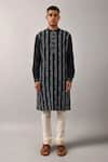 Shop_Countrymade_Blue Chanderi Kurta Set _Online_at_Aza_Fashions