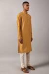 Buy_Countrymade_Yellow Cotton, Chanderi Kurta Set_Online_at_Aza_Fashions