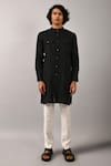 Buy_Countrymade_Black Chanderi Short Kurta _Online_at_Aza_Fashions