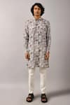 Buy_Countrymade_Grey Handloom Cotton Short Kurta _Online_at_Aza_Fashions