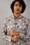 Countrymade_Grey Handloom Cotton Short Kurta _at_Aza_Fashions