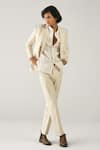 Countrymade_Beige Cotton Silk Blazer _Online_at_Aza_Fashions