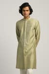 Buy_Countrymade_Green Chanderi Embroidered Kurta _at_Aza_Fashions