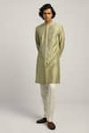 Shop_Countrymade_Green Chanderi Embroidered Kurta _Online_at_Aza_Fashions