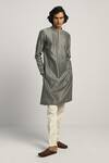 Countrymade_Grey Chanderi Embroidered Kurta_Online_at_Aza_Fashions