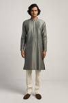 Buy_Countrymade_Grey Chanderi Embroidered Kurta_Online_at_Aza_Fashions