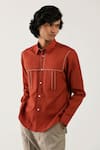 Buy_Countrymade_Maroon Linen Embroidered Shirt _at_Aza_Fashions