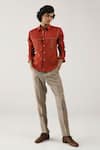 Buy_Countrymade_Maroon Linen Embroidered Shirt _Online_at_Aza_Fashions