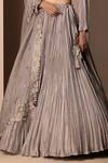 Chhaya Mehrotra_Grey Pure Habutai Silk Embroidery Sweetheart Neck Crushed Lehenga Set _at_Aza_Fashions