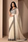 Buy_Chhaya Mehrotra_White Soft Silk Organza Embroidery V Embellished Saree With Blouse  _Online_at_Aza_Fashions