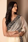 Chhaya Mehrotra_White Soft Silk Organza Embroidery V Embellished Saree With Blouse  _at_Aza_Fashions