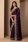 Buy_Chhaya Mehrotra_Purple Silk Satin Saree With Blouse _at_Aza_Fashions