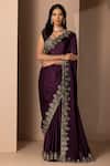Chhaya Mehrotra_Purple Silk Satin Saree With Blouse _Online_at_Aza_Fashions