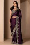 Buy_Chhaya Mehrotra_Purple Silk Satin Saree With Blouse _Online_at_Aza_Fashions