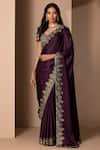 Shop_Chhaya Mehrotra_Purple Silk Satin Saree With Blouse _Online_at_Aza_Fashions
