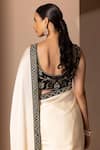 Shop_Chhaya Mehrotra_Beige Chamois Satin Embroidery Round Saree With Embellished Blouse  _at_Aza_Fashions