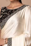 Chhaya Mehrotra_Beige Chamois Satin Embroidery Round Saree With Embellished Blouse  _at_Aza_Fashions