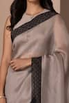 Chhaya Mehrotra_Grey Organza Embroidery Round Saree With Blouse  _at_Aza_Fashions