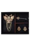 Buy_Cosa Nostraa_Gold Rising Phoenix Cufflink Brooch And Lapel Pin Set _at_Aza_Fashions