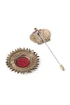 Shop_Cosa Nostraa_Gold Plated Bloomed Sunflower Brooch And Lapel Pin Gift Set _Online_at_Aza_Fashions