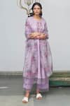 Buy_Begum_Purple Kurta Chanderi Cotton Round And Palazzo Set  _at_Aza_Fashions