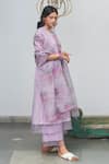 Begum_Purple Kurta Chanderi Cotton Round And Palazzo Set  _Online_at_Aza_Fashions