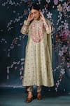 Buy_Label Niti Bothra_Green Chanderi Silk Printed Floral Round Kurta Palazzo Set _at_Aza_Fashions