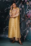 Buy_Label Niti Bothra_Yellow Chanderi Silk Printed Floral Round Kurta Palazzo Set _Online_at_Aza_Fashions