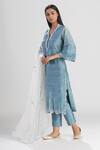 Buy_Megha Bansal_Blue Raw Silk Organza Kurta Set _at_Aza_Fashions